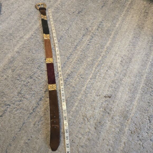 Vintage 90\'s Brighton Belt Colorblock Brown Green Suede M45300 Size 30-32 main image 9
